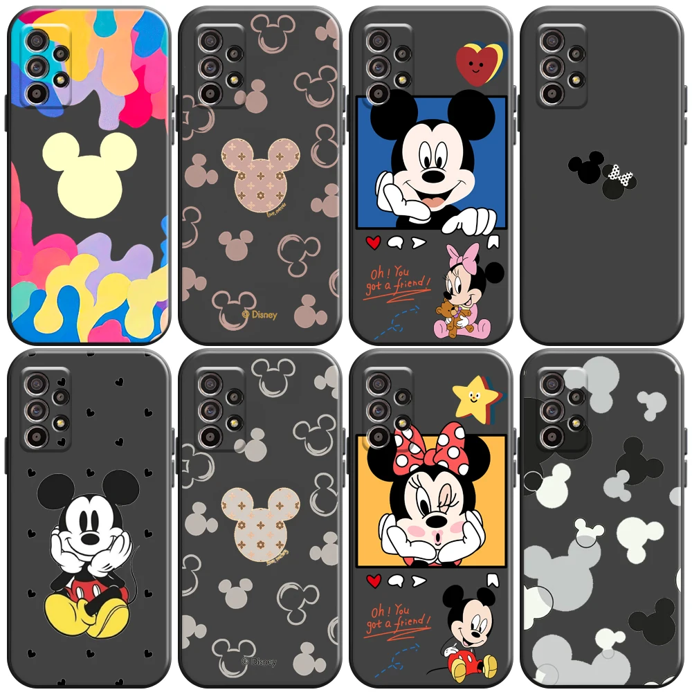 

Disney Mickey Mouse Phone Case For Samsung Galaxy A01 A02 A10 A10S A20 A22 4G 5G A31 Back Liquid Silicon Carcasa Silicone Cover