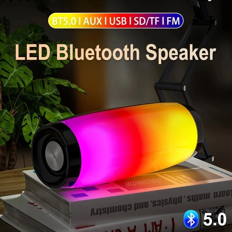 

Portable Speakers Bluetooth Column Wireless Bluetooth Speaker Powerful High BoomBox Outdoor Bass HIFI TF FM Radio with LED Light