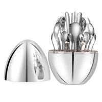 24pieces set mood egg stainless steel flatware silver gold dinnerware household dinner knife spoon fork bar hotel tableware