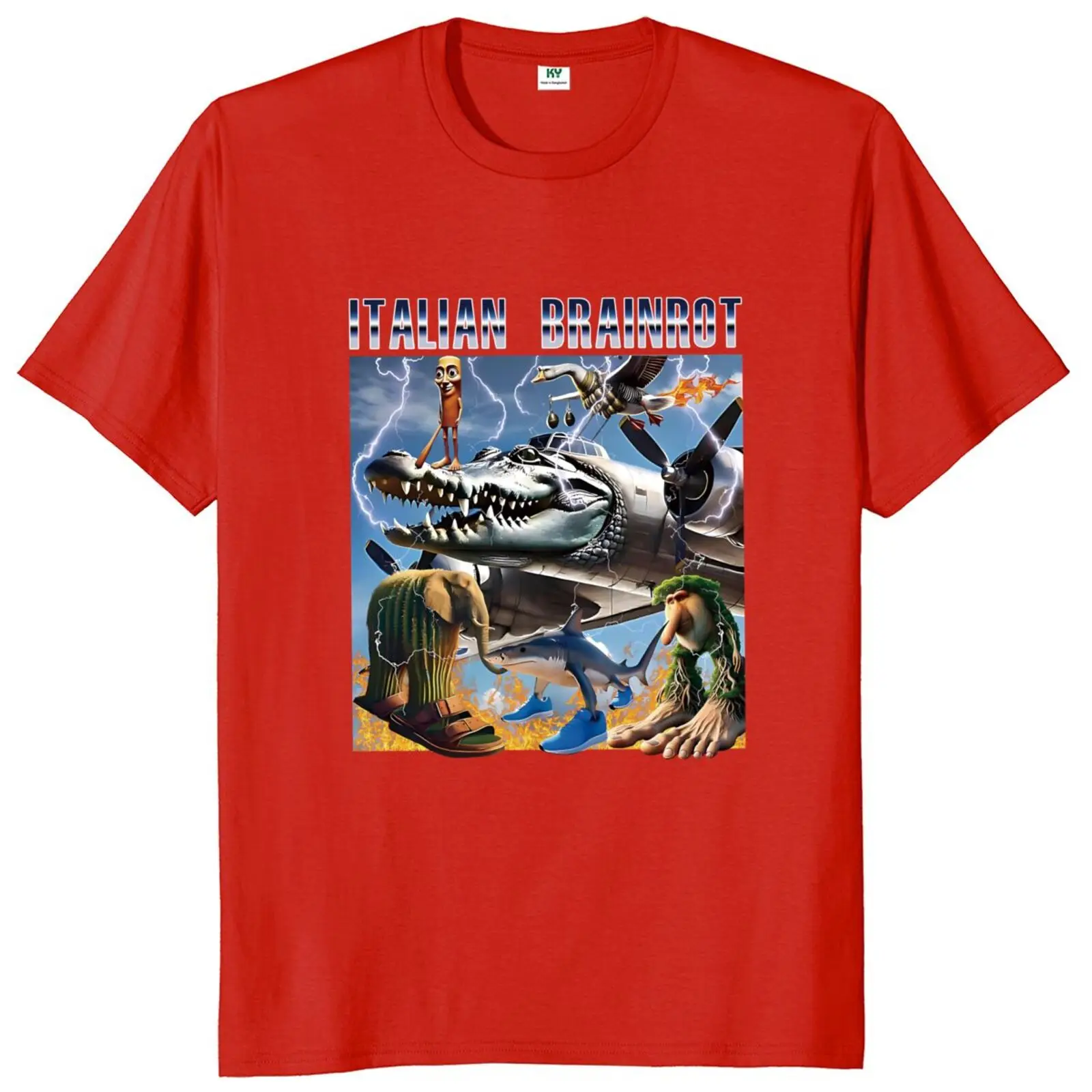 Итальянская футболка Brainrot Meme забавная уличная одежда с искусственным