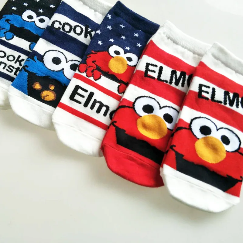Sesame Street Socks Women Cartoon Cosplay Elmo Cookie Monster Fashion Novelty Funny Cute Sock Autumn Comfortable Cotton Party