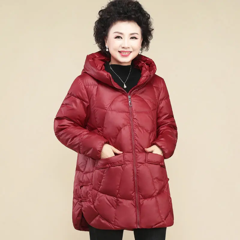2023 New Women Winter Korean Style Solid Loose White Duck Down Jackets Fashion Casual Female Hooded Zipper Coats Tops C79