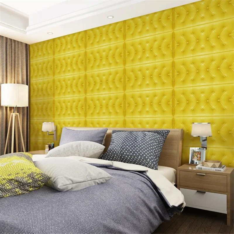 

3D Three-dimensional Soft Package Self-adhesive Tatami Wall Paste Headboard Crash Pad Waterproof Thickened Wall Panel 60x30cm