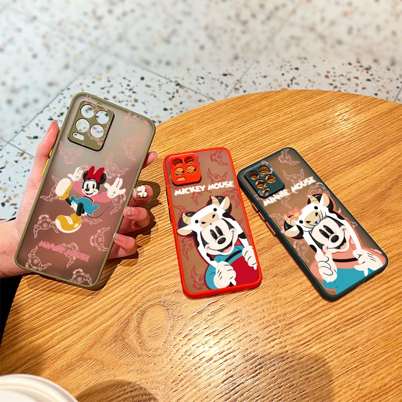 

Cute Disney Mickey Minnie For OPPO Reno7 6 Z 5 Find X2 Pro Plus A94 A74 A72 A53 A54 A93 A9 2020 Frosted Translucent Phone Case