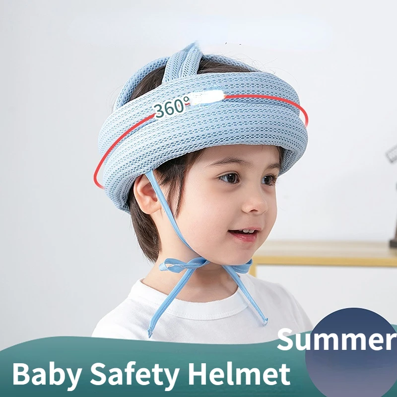 

Детский защитный шлем, защита головы, головной убор, дышащая летняя Регулируемая Защита от падения для малышей, детская шапка для обучения х...