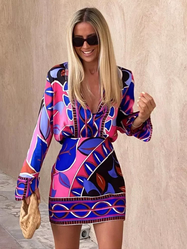 

Новинка 2022, модные асимметричные блузки свободного покроя с цветочным принтом, винтажные женские рубашки с длинным рукавом и пуговицами, бл...