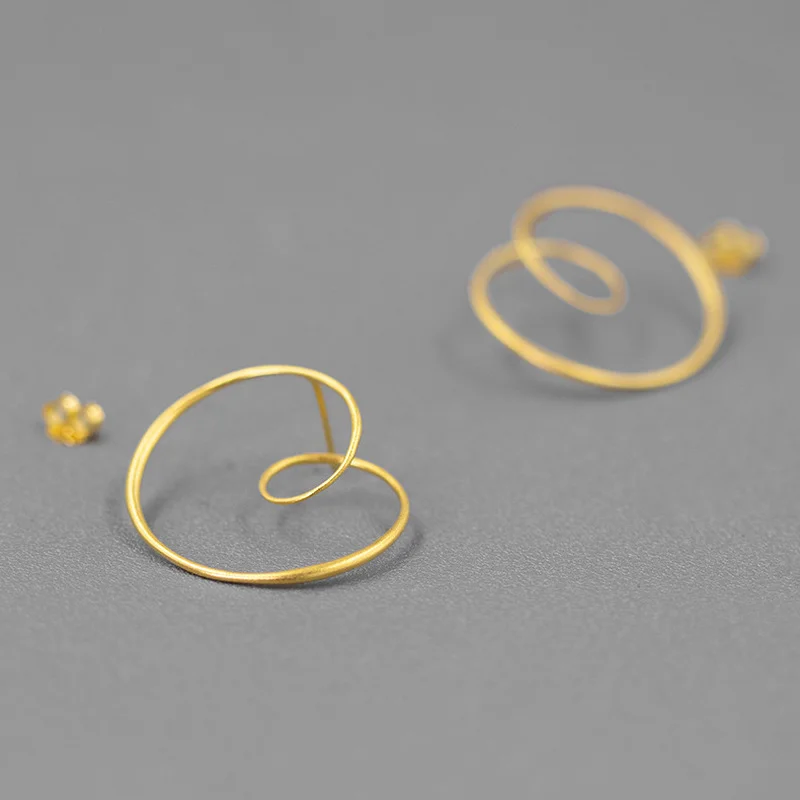 

INATURE 18K позолоченные круглые закрученный в спираль серьги-гвоздики из стерлингового серебра для женщин массивные ювелирные изделия