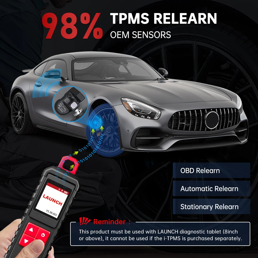 Фото Диагностический сканер Launch X431 I-TPMS для программирования и активации датчиков давления в шинах, инструмент для повторного обучения и клонирования, 315/433 МГц, для всех автомобилей №4