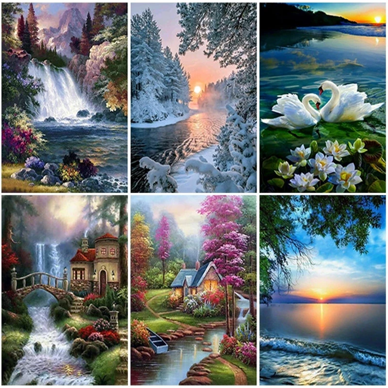 

Diy Scenic 5D Diamond Painting Full Round Drill Resin Landscape Diamont Embroidery Cross Stitch Mosaic Home Decor Wall Art Mk720