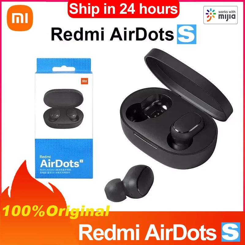 

Original Xiaomi Redmi Airdots S Earbuds Mi TWS Wireless Earphone Bluetooth Ai Control Gaming Headset With Mic Noise Reduction