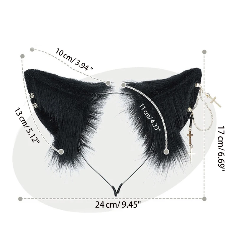 

Lovely Ears Hairhoop Girl Plush Furry Ears Cosplay Costume Party Headbands Comfortable to Wear for Women Girls Kids F3MD