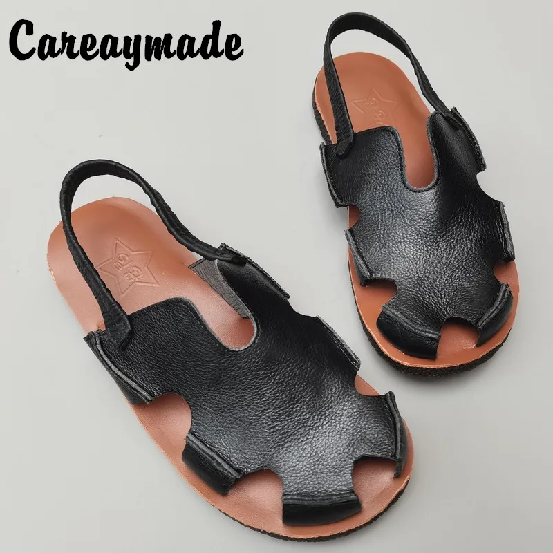 

Новинка, женские сандалии Careaymade из натуральной кожи ручной работы, Оригинальные сандалии с вырезами в стиле ретро, Черепаховые сандалии большого размера для мужчин