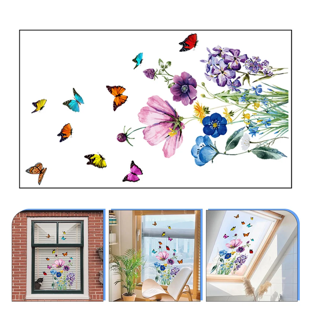 

1 Sheet Floral Butterflies Wallpaper Window Sticker Flower Patterns Decal