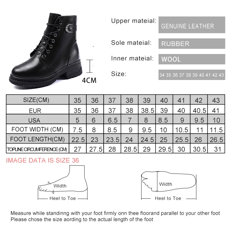 AIYUQI Women Winter Boots Natural Wool Genuine Leather Short Boots Women Platform Large Size 41 42 43 Women Motorcycle Boots