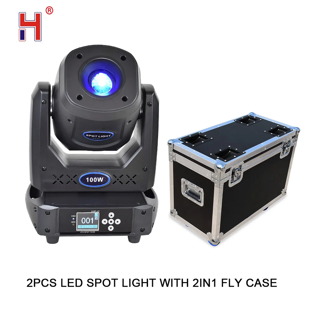 

Led 100W Gobo 2pcs With Flight Case Moving Head Lighting Focus Motorized Zoom Gobo For Dj Disco Club Wedding Bar By DMX Control