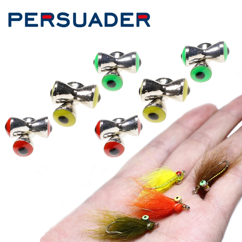 

PERSUADER 30pcs/lot 3.2-5.5mm fly tying brass dumbbell bead eyes saltwater clouser minnow fish crazy charlie fly tying materials