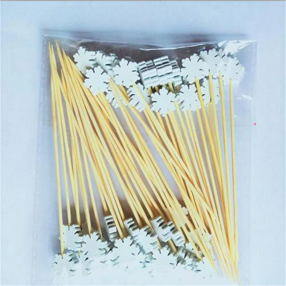 Рождественский бамбуковый шампур выбор для коктейлей Топпер кексов одноразовая