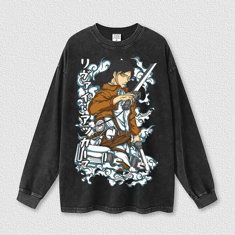 

Hip Hop Streetwear Attack on Titan Anime Men Hoodies Shingeki No Kyojin Washed Hoodies Harajuku Shirt Shingeki Attack Hoodie