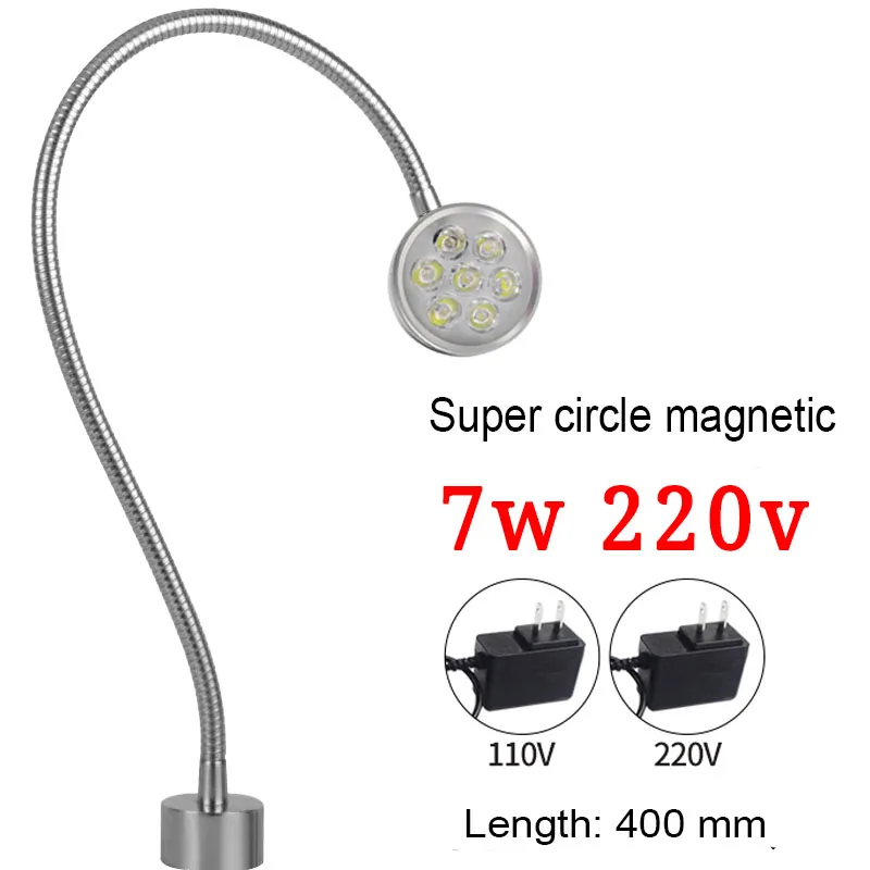 

Светодиодная лампа для рабочего освещения, промышленная лампа с воротником «гусиная шея», токарный станок с ЧПУ, мастерская с магнитным основанием, 24 В постоянного тока, 220 В переменного тока