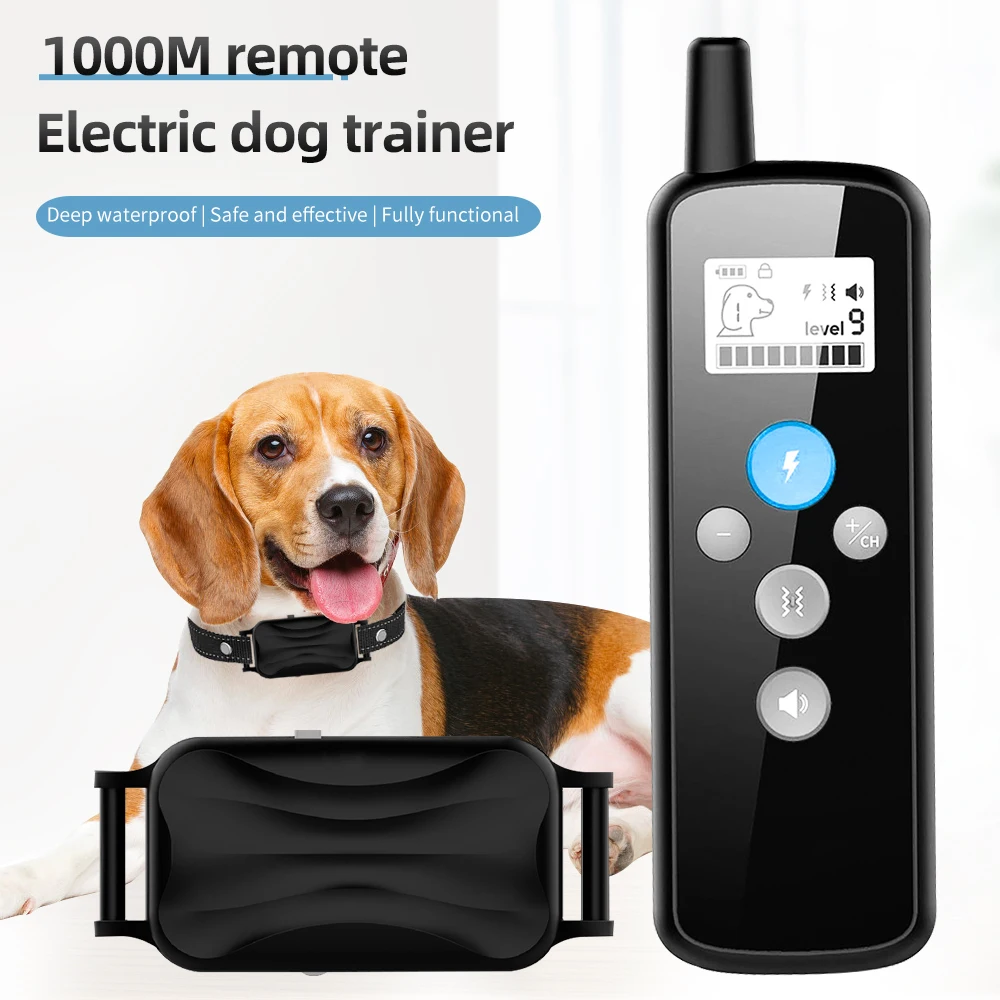 

Anti-bark Collar For Dogs 1000m Remote Control Electric Shock Collar Dog Training Collar Waterproof Beep Vibration Bark Stop