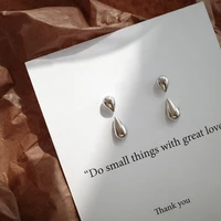 korean fashion s925 silver needle simple and small glossy water drop earrings for women a two wear all match earrings 2022