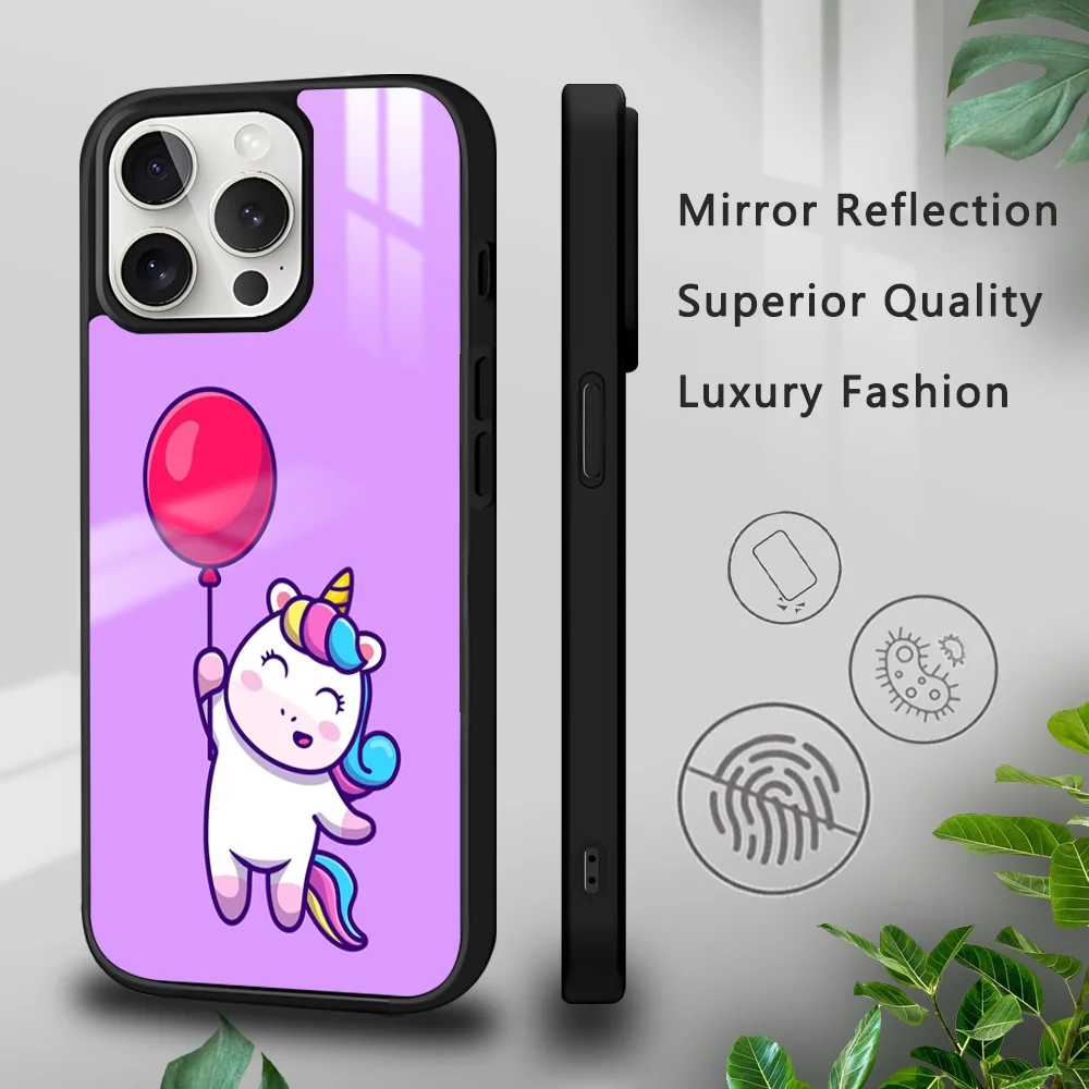 Милый чехол для телефона с забавным рисунком U-единорога iPhone 15 14 13 12 11 Pro Xs Max Mini XR X 7