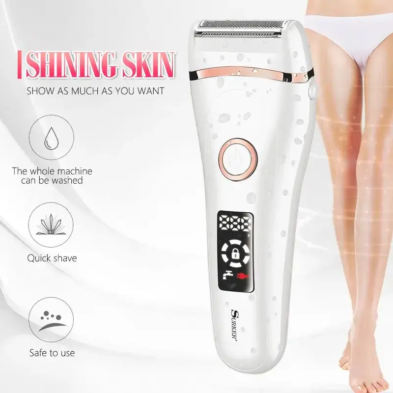 For Women Razor Shaver Hair Removal Trimmer For Legs Underarm Waterproof Lcd Usb Charging