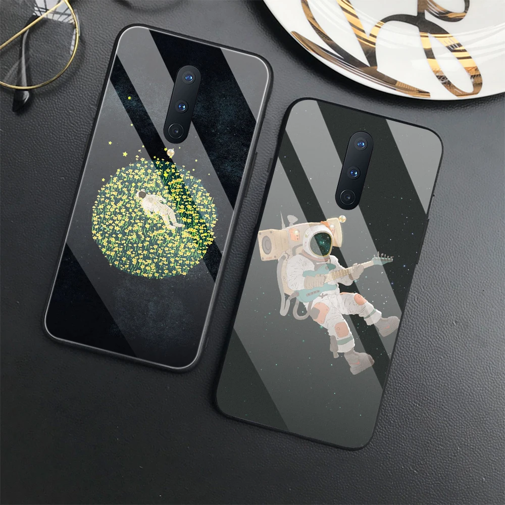 

Astronaut Flowers Case for OnePlus 8 9 7 10 Pro 7T 8T 9Pro 9R 9RT 5 5T 6 6T Nord N20 N10 2 5G N100 Glass Back Shell Cover Fundas