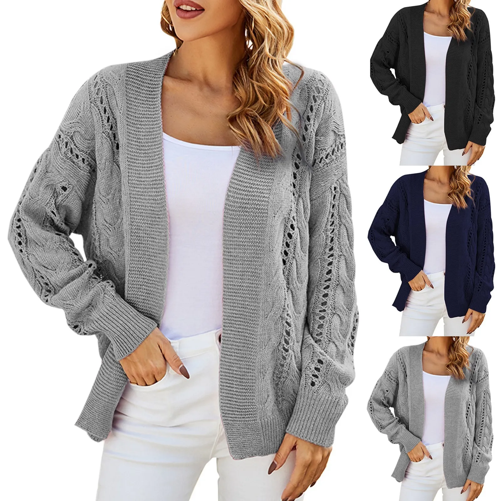 

Женская Повседневная и элегантная однотонная Свободная трикотажная рубашка с V-образным вырезом и длинными рукавами, 3-х слойные свитера для женщин