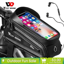 WEST BIKING Bicycle Bag Front Frame MTB Bike Bag Waterproof Touch Screen Top Tube 6-7.2 Inch Phone Bag Case Cycling Accessories