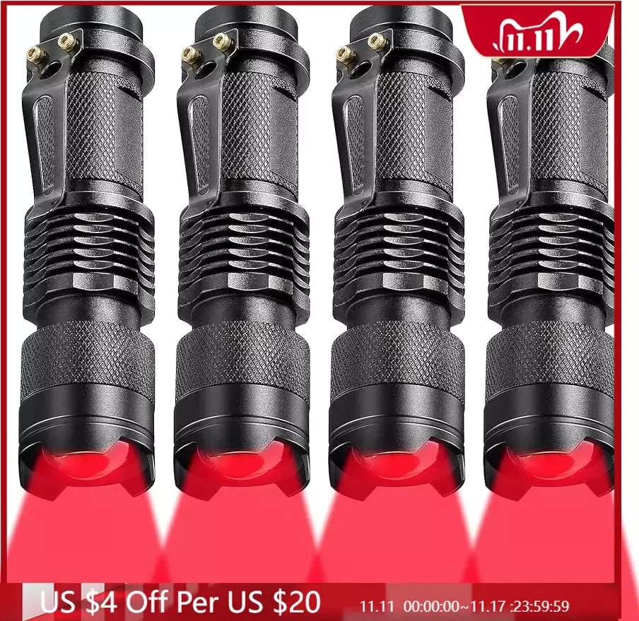 

Фонарик Eletorot SK68, миниатюрный фонарик, 1 режим, красный цвет, тактический фонарик, Охотничья винтовка, фонарик, наружное освещение, 4 шт.