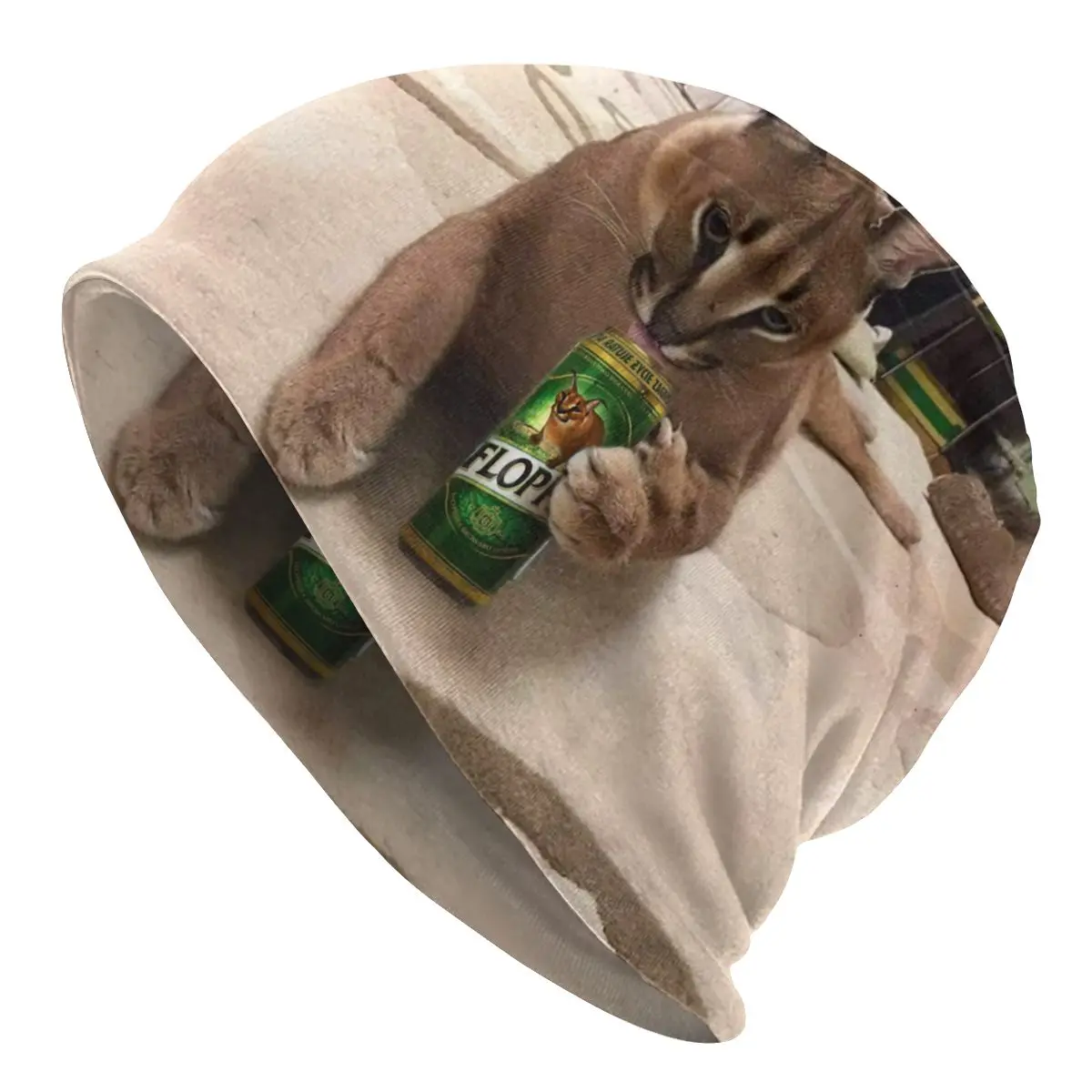 

Большая Шапка-бини Floppa с мемом, шапки для мужчин и женщин, модная зимняя теплая вязаная шапка унисекс, забавная шляпа с кошачьими ушками для ...