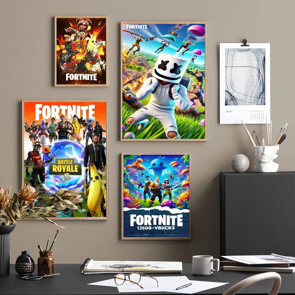 Fortnites горячая игра винтажные постеры липкие ретро наклейки из крафт-бумаги DIY