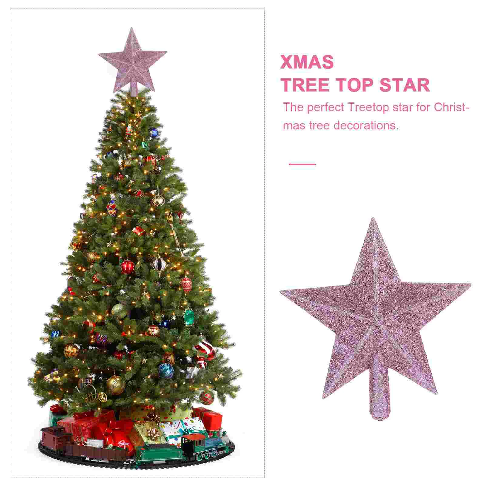 Бархатные рождественские елки Звездный цилиндр Мини-топпер Розовый орнамент