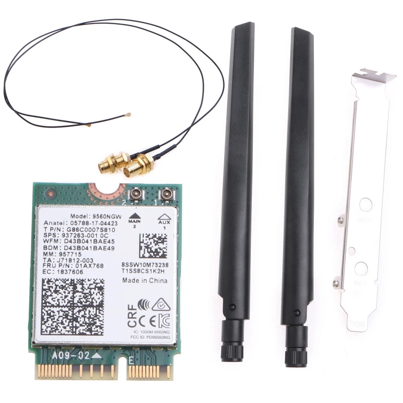 

2022 New 9560NGW Dual Band WiFi Card Kit 802.11ac ax Wireless NGFF M.2 Key E WiFi Card Network Adapter BT 5.0 for Windows 10