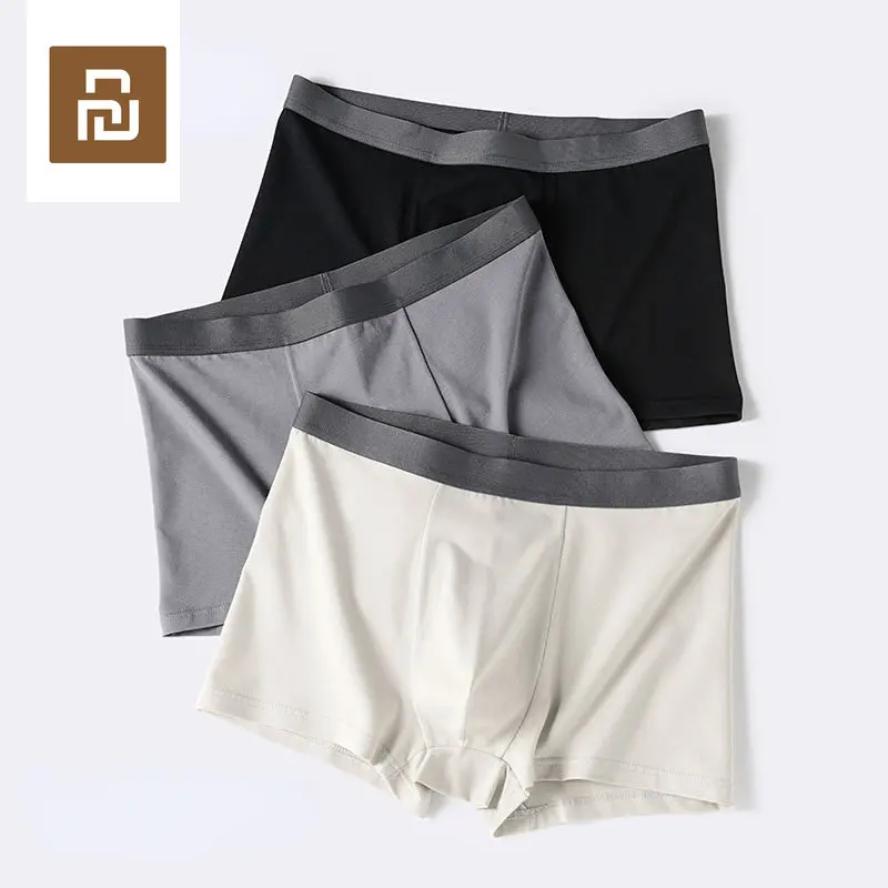 Mijia 3pcs Panties men's solid color boxers young student breathable cotton large size fat quadrangular men's underwear