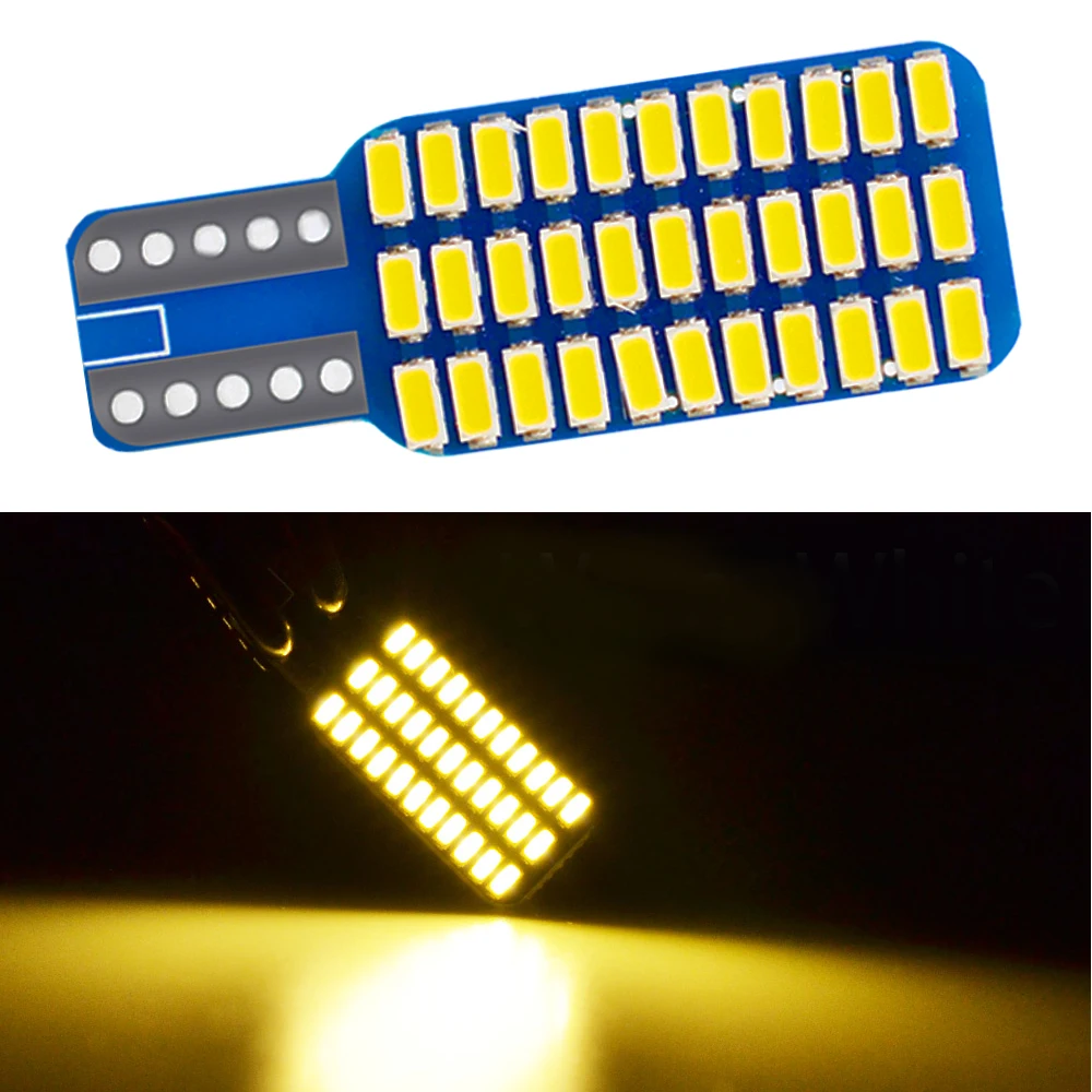 

1pcs High quality Car LED Bulbs T10 W5W 3014 33SMD Turn Signal Lamps License Plate Trunk Clearance Lights Warm White Bulb DC 12V