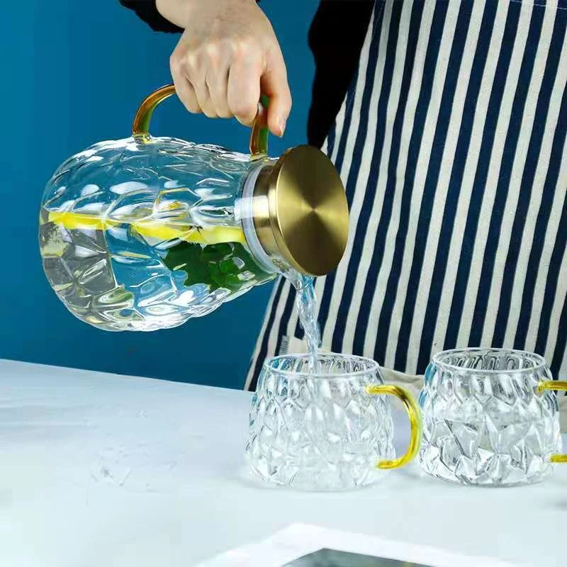 

Nordic Household Glass Transparent Cold Kettle Large-capacity Juice Tie Pot Cold Drink Water Cup Tie Cup Glass Water Bottle