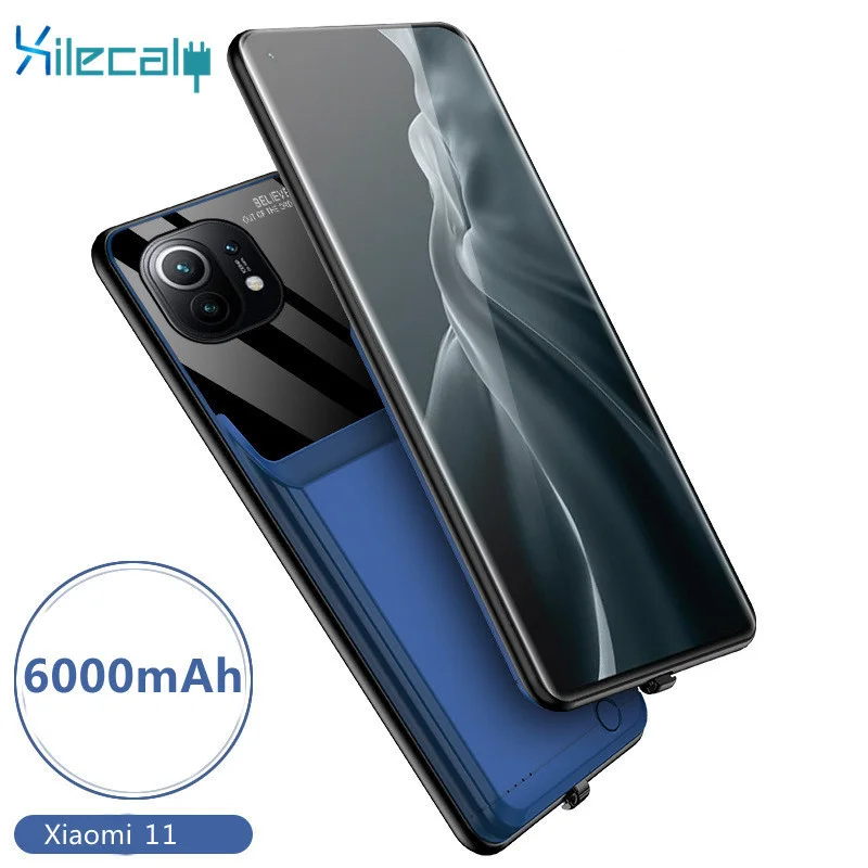 

Silicone Shockproof battery Power Case For Xiaomi Mi 11 Extenal battery charger case power bank Back cover Funda For Xiaomi 11