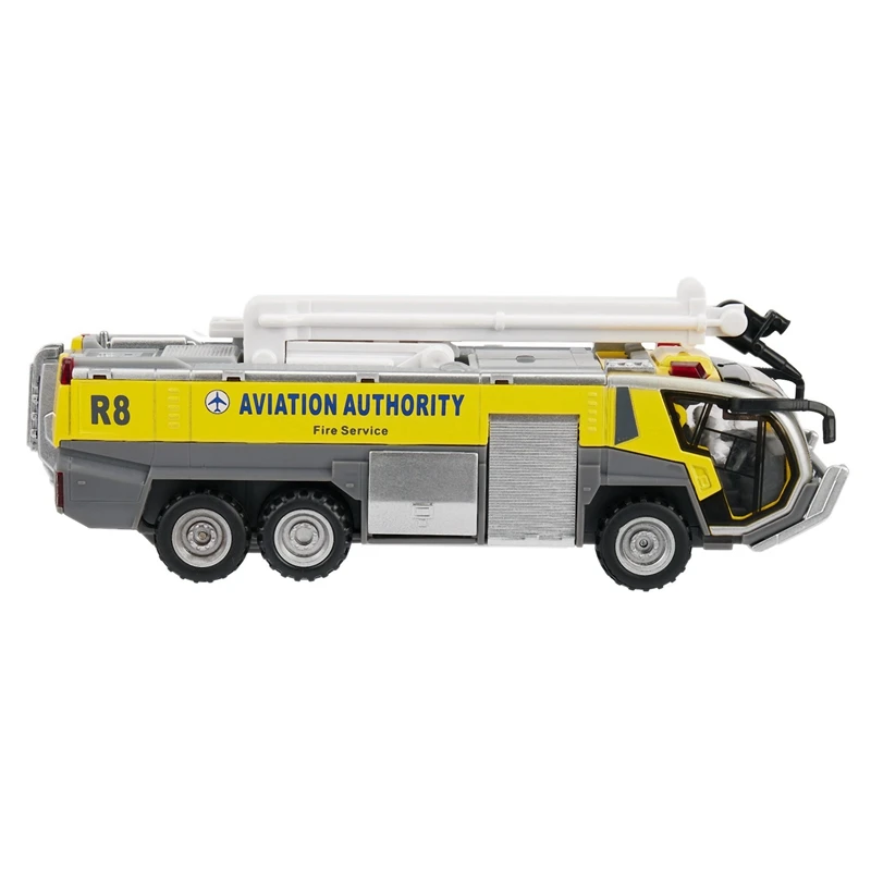

2X 1:32 Airport Fire Truck Fire Engine Electric Die-Cast Engineering Vehicles Car Model Toy Yellow
