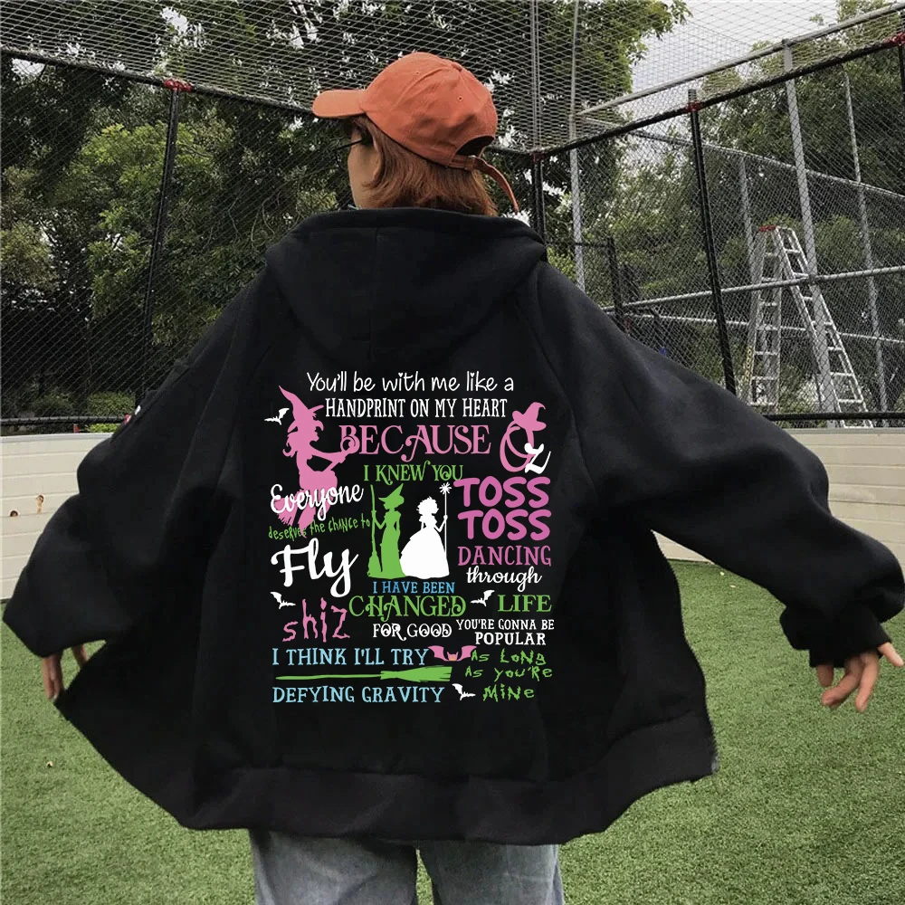 Толстовка на молнии Wicked Movie для женщин и мужчин уличная одежда с длинными