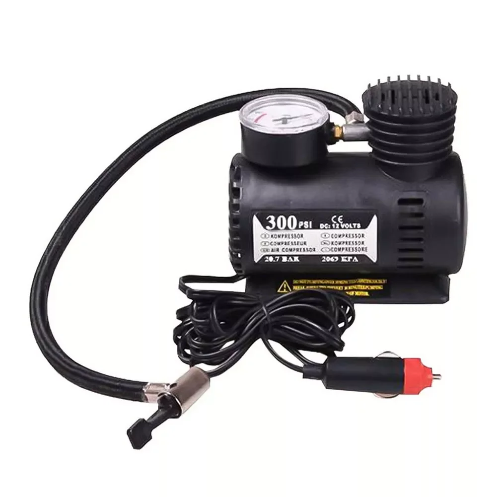 

12V 300PSI Electric Inflator Mini Air Compressor Car Electric Tire Air Inflator Pump Electric Air Pump With Pressure Check Gauge