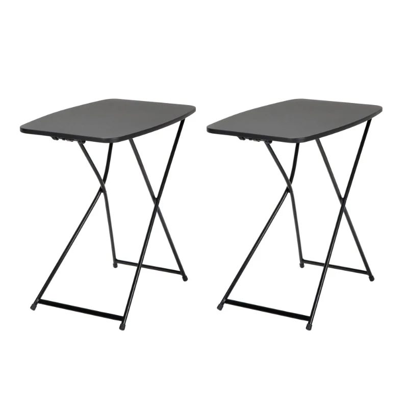 

2PCS Black Indoor Outdoor Adjustable Height Personal Folding Table Set