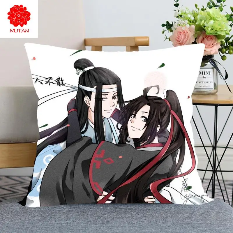 

New Arrival Mo Dao Zu Shi Pillow Cover Bedroom Home Office Decorative Pillowcase Square Zipper Pillow Cases Satin Soft No Fade
