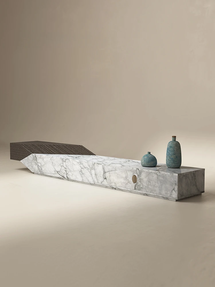 Sheshi отделка под мрамор тумба для ТВ в гонконгском стиле ореховая черная белая и