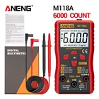 ANENG Цифровой мультиметр умный тестер Мини M118A с NCV хранение данных фонарик Авто Mmultimetro True Rms Tranistor метр