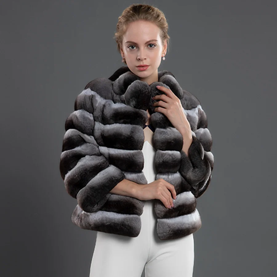 

Hot High Fashion quality Women Customize Coat Jacket Winter Real Overcoat Rex Style Rabbit Sale Fur Outwear