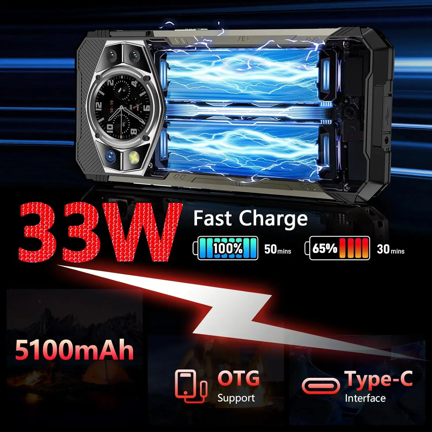 Фото CUBOT KingKong AX Прочный разблокированный Android14/MTK G99/24G RAM+256G ROM Dual SIM/6.58
