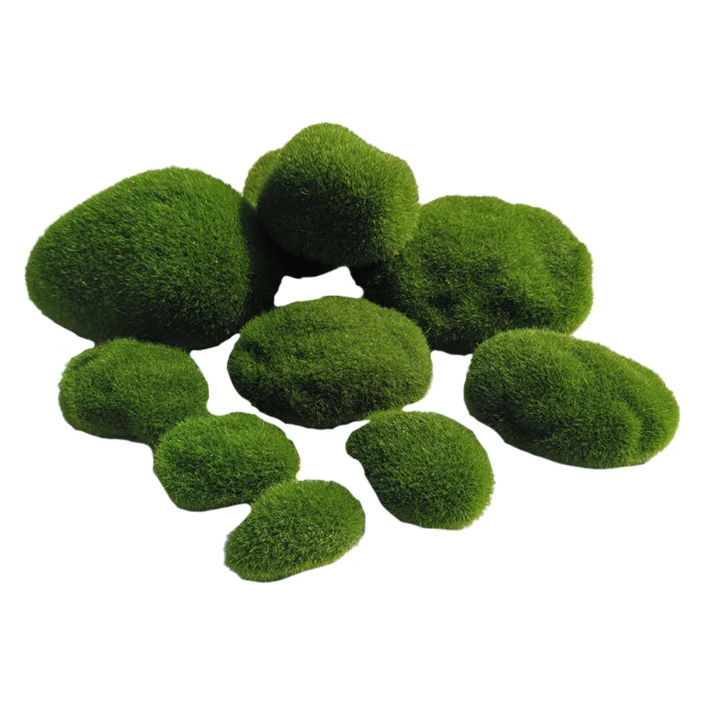 

Stones Fake Faux Green Artificial Decoration Stone Aquarium Tank Ornament Decor Mossy Filler Craft Terrariums Arrangements