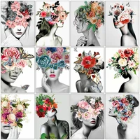 maxmpup diamond embroidery woman cross stitch diamond painting flower full square round mosaic portrait new arrival wall decor